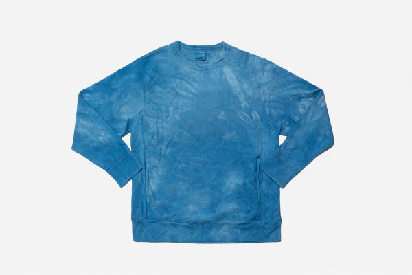 French Terry Crewneck ~ Natural Indigo Crumple Dye